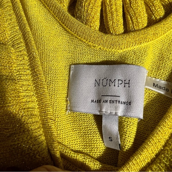 ⭐️ NUMPH Yellow Jiya Pullover Sleeveless Knit Ruffle Tank Top Size Small EUC - Picture 3 of 6